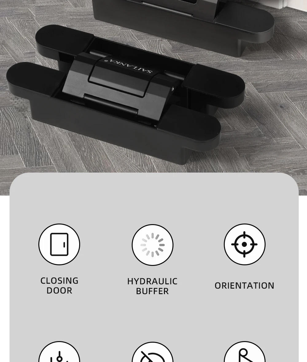 Description Picture 3 of itemSAILANKA 2024 Invisible Door Hinges Three-dimensional Adjustable Hidden Cross Hinge Charniere Automatic Door Closing Rebound
