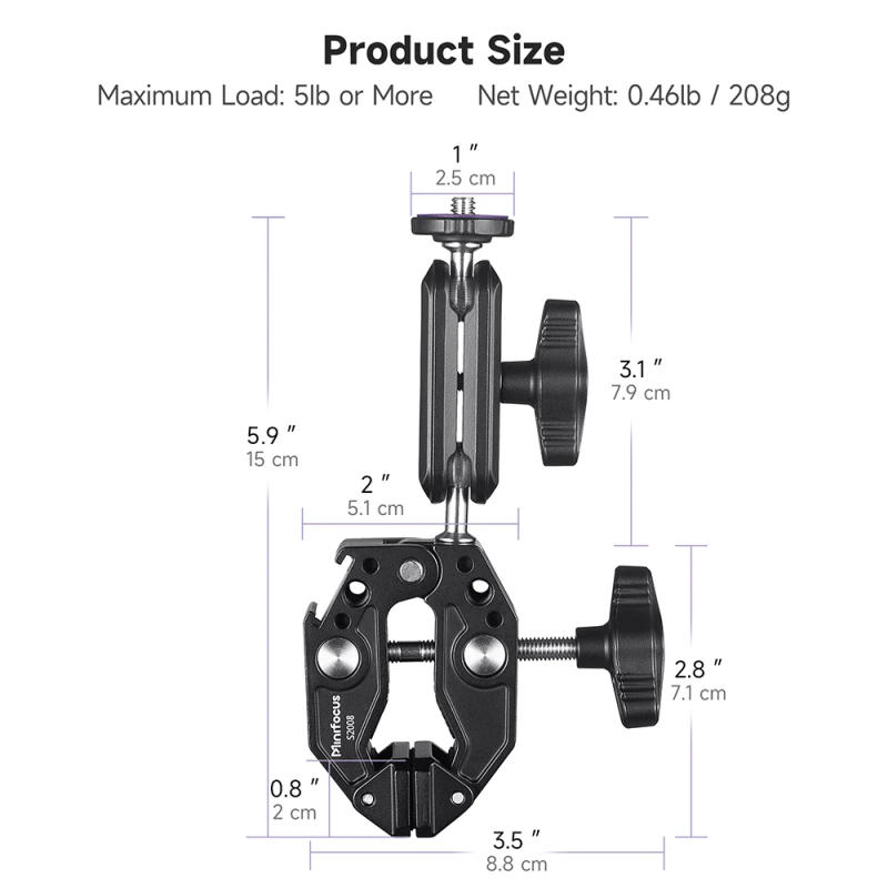 Description Picture 4 of itemSuper Clamp Camera Clamp Mount Monitor 360° Ballhead Magic Arm Double Ball Head Adapter for Canon Nikon DSLR Camera/Gopro/Light