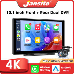 10.1 inch Dash Cam 4K 3840*2160P Car DVR Carplay & Android Auto Wireless Connection Rearview Camera GPS Navigation Dashboard FM