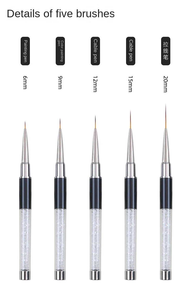 Description Picture 3 of itemNail Art Brushes Nail Enhancement Pen Carving Colorful Painting Flower Pen Nails Tool Line Drawing Pen Manicure Tools Nail Brush