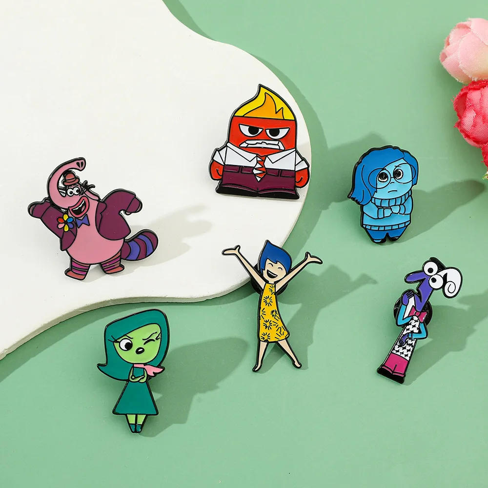Description Picture 3 of item1 Set Iconic Brand Figure Inside Out 2 Lapel Pin Joy Sadness Anger Metal Brooches Handmade Epoxy Jewelry Shirt Bag Badge Fashion