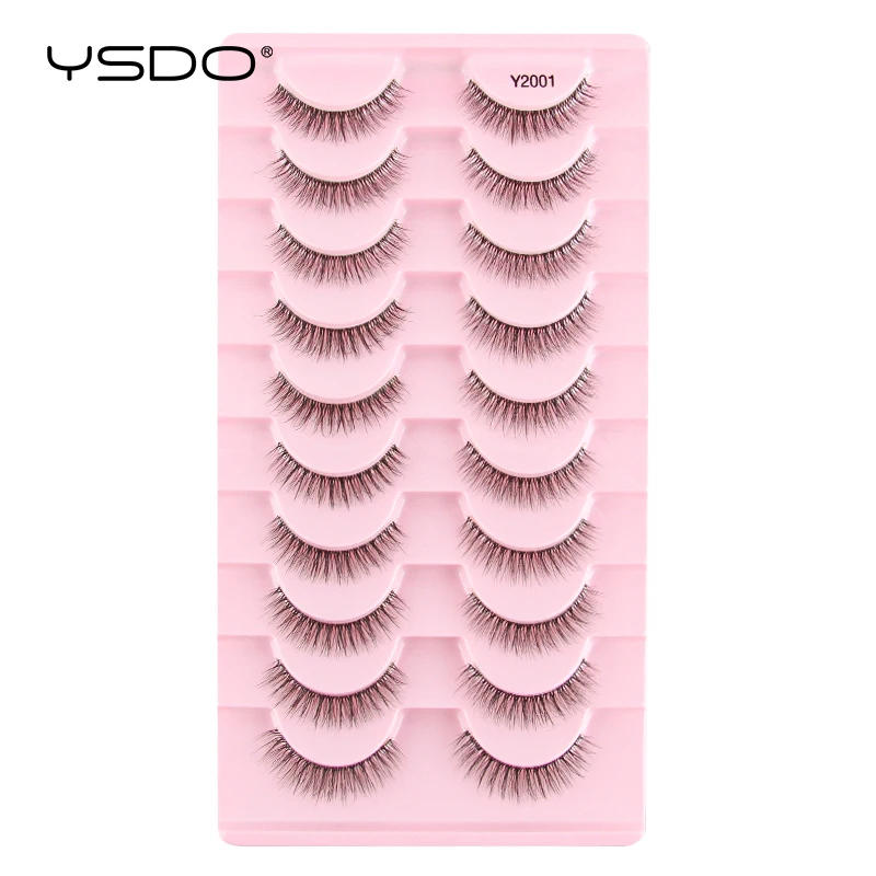 Description Picture 4 of item3/10 Pairs Natural Long Fluffy False Eyelashes Wispy Lashes 3D Segmented Lashes Fake Eyelashes Clear Band Eye Lashes Make up