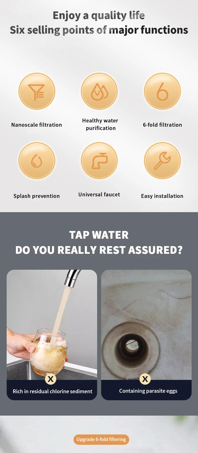 Description Picture 5 of itemWater Faucet Filter Household Kitchen Home Faucet Mini Tap Water Clean Purifier Filter Filtration Cartridge Carbon Filter