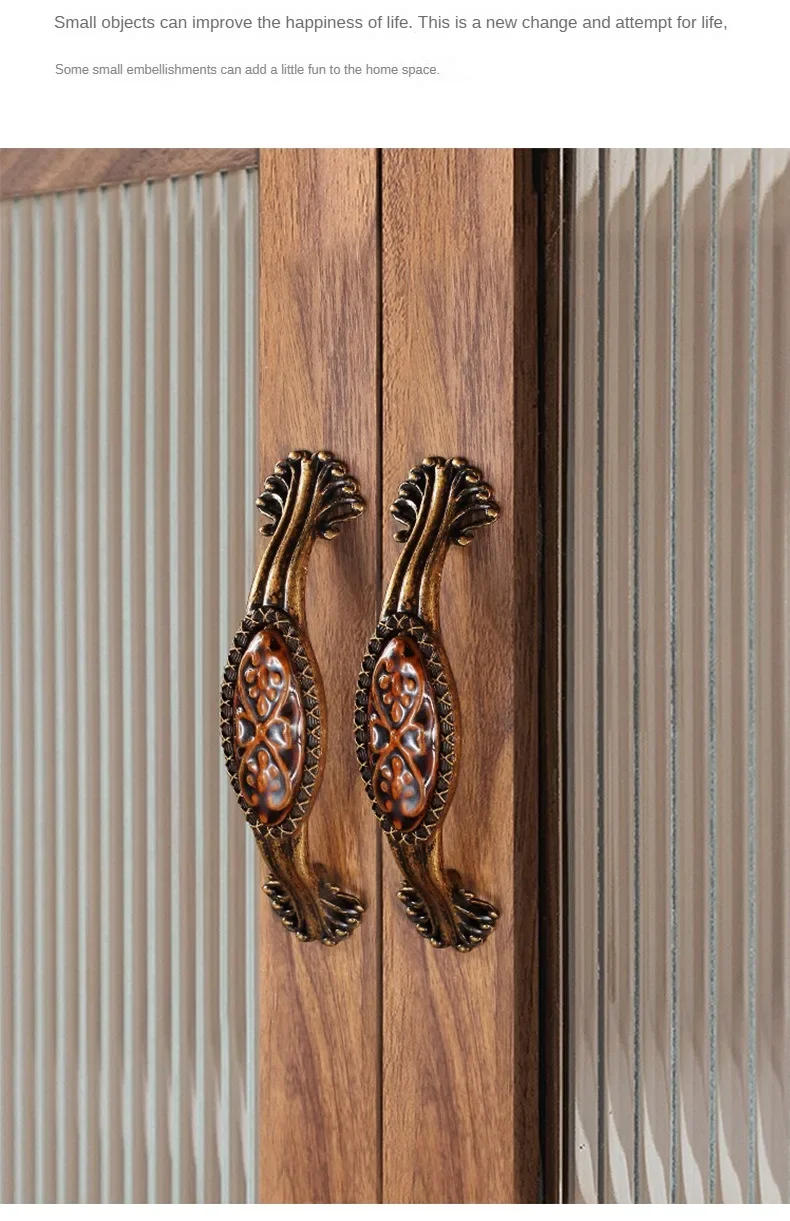 Description Picture 3 of itemAntique Bronze Ceramic Cabinet Handles Vintage Drawer Knobs Wardrobe Door Handles European Furniture Handle Hardware