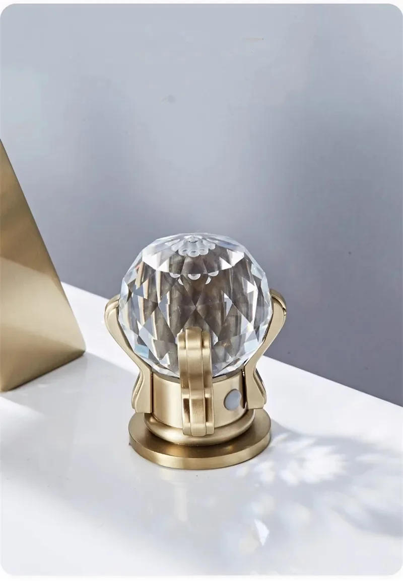 Description Picture 6 of itemTuqiu Luxury Brushed Gold Bathroom Faucet Brass Widespread Basin Sink 3 Hole Hot Cold Black  Water Tap