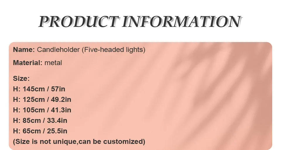 Description Picture 4 of itemHome Decor Candles Candle Holder 5 Heads Shiny Golden Electroplated Road Lead Light Wedding Home Decoration Accessories Mariage