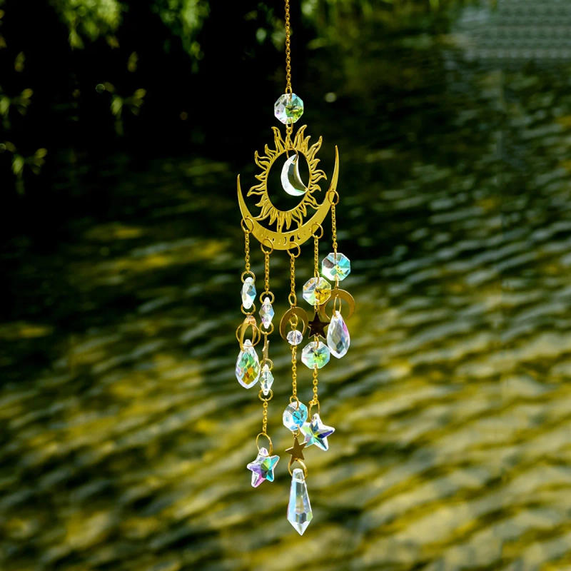 Description Picture 5 of item1pc star moon wind chime pendant cross border exclusive crafts garden decoration pendant sun catcher