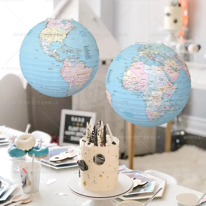 Description Picture 5 of item12inch 30cm World Map Paper Lantern Travel Theme Birthday Decorations Earth Day Classroom Events Hanging Planets Solar System