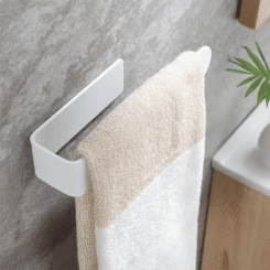 U Shape Bathroom Acrylic Towel Bar Hand Towel Holder, Self Adhesive Towel Rack for Bathroom Wall Mounted Black