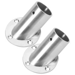 2 Pcs Shower Rod Receptacle Outlet Angled Clothes Rail Pole Socket Curtain Holders Stainless Steel Cup for Wall Brackets