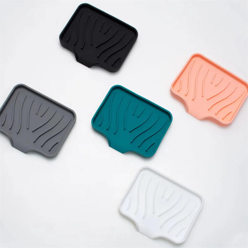Description Picture 6 of itemCreative Washing Table Soap Tray Free Punch Drain Rack 2024 Silicone Drain Soap Box Kitchen Bathroom Anti-slip Sink Tray