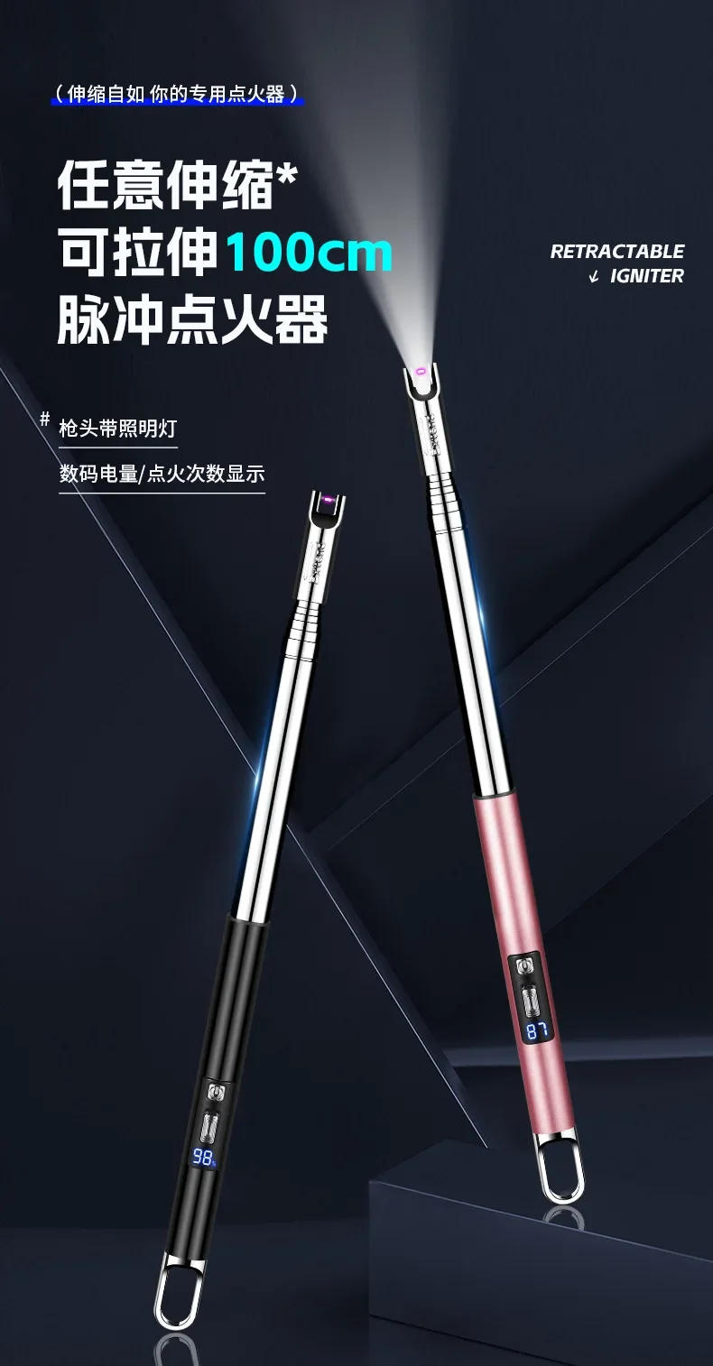 Description Picture 2 of itemUltra-Long Telescopic USB Arc Lighter Safe Eco-Friendly Rechargeable Igniter for BBQ Kitchen Fireplace Windproof USB Lighter
