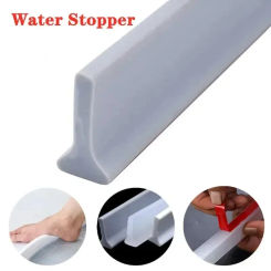 1PC 2m/78.74inch Rubber Silicone Shower Barrier Water Stopper Bathroom Strip Water Retaining Strip Bendable Bottom Sealing Strip