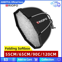 Triopo 55cm 65cm 90cm 120cm Speedlite Portable Octagon Umbrella Softbox + Honeycomb Grid Outdoor Flash Soft Box for Canon Godox
