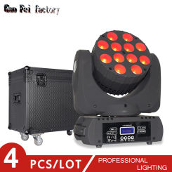 With Flight Case Led 12x12W Moving Head Beam Light Lyre Wash RGBW 4in1 For DJ Party Stage High B