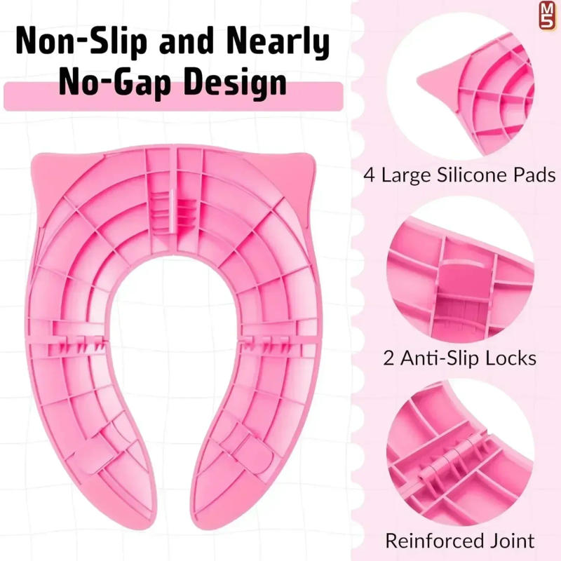 Description Picture 6 of itemPortable Potty Seat for Toddler Travel - Foldable Non-Slip Potty Training Toilet Seat Cover for Girls, Pink Potty Training Seat