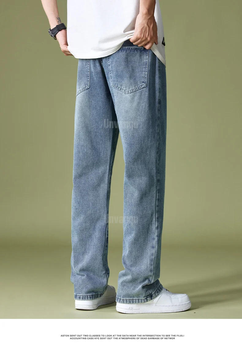 Description Picture 5 of itemUnvanqu Harajuku Street Fashion Men's Jeans Summer Thin Ice Silk Wide Leg Pant Retro Simple Loose Straight Casual Denim Trousers