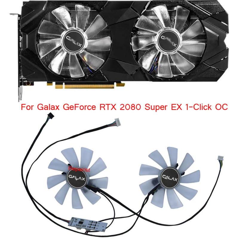 Description Picture 2 of item2Pcs/Set,Video Cards Fan,FY10015M12LPA,For GALAX BOY RTX 2070 2080 Super EX,GALAX RTX 2060 PLUS EX White (1-Click OC)