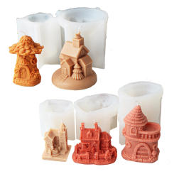 3D European Building House Home Silicone Candle Mold DIY Handmade Aromatherapy Plaster Resin Soap Making candle making tools