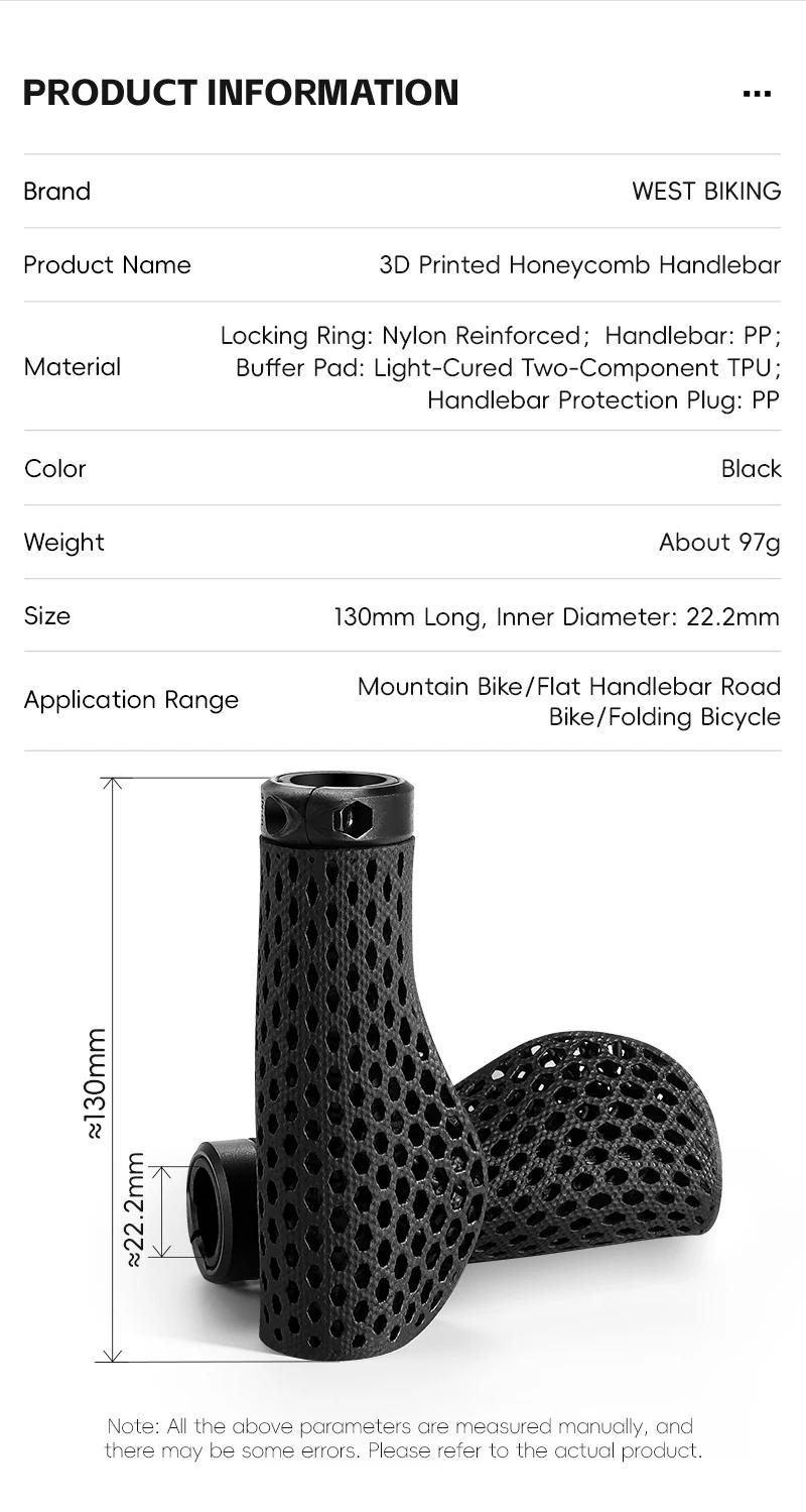 Description Picture 4 of itemWEST BIKING 3D Printed Bicycle Grips Ergonomic MTB Handle Cuffs Grips Ergonomic Soft Bike Handlebar Grips Bicycle Accessories