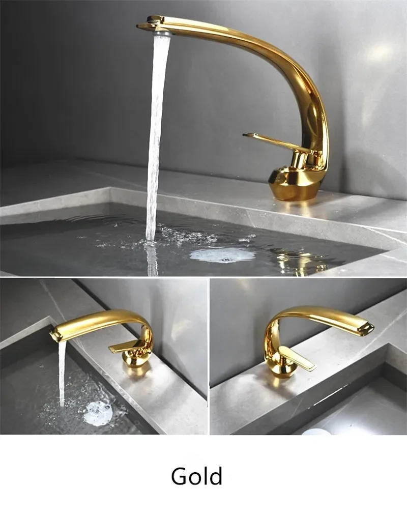 Description Picture 4 of itemBlack Bathroom Faucet Modern  Gold Bathroom Basin Mixer Tap Wash basin Single Handle Hot and Cold Water Tap