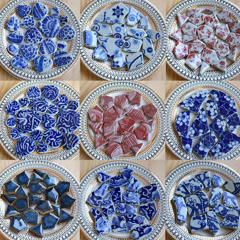 Description Picture 3 of item100g Oval Ceramic Mosaic Tiles Multi Color Mosaic Piece DIY Mosaic Making Stones for Craft Hobby Arts Home Wall Decoration arte
