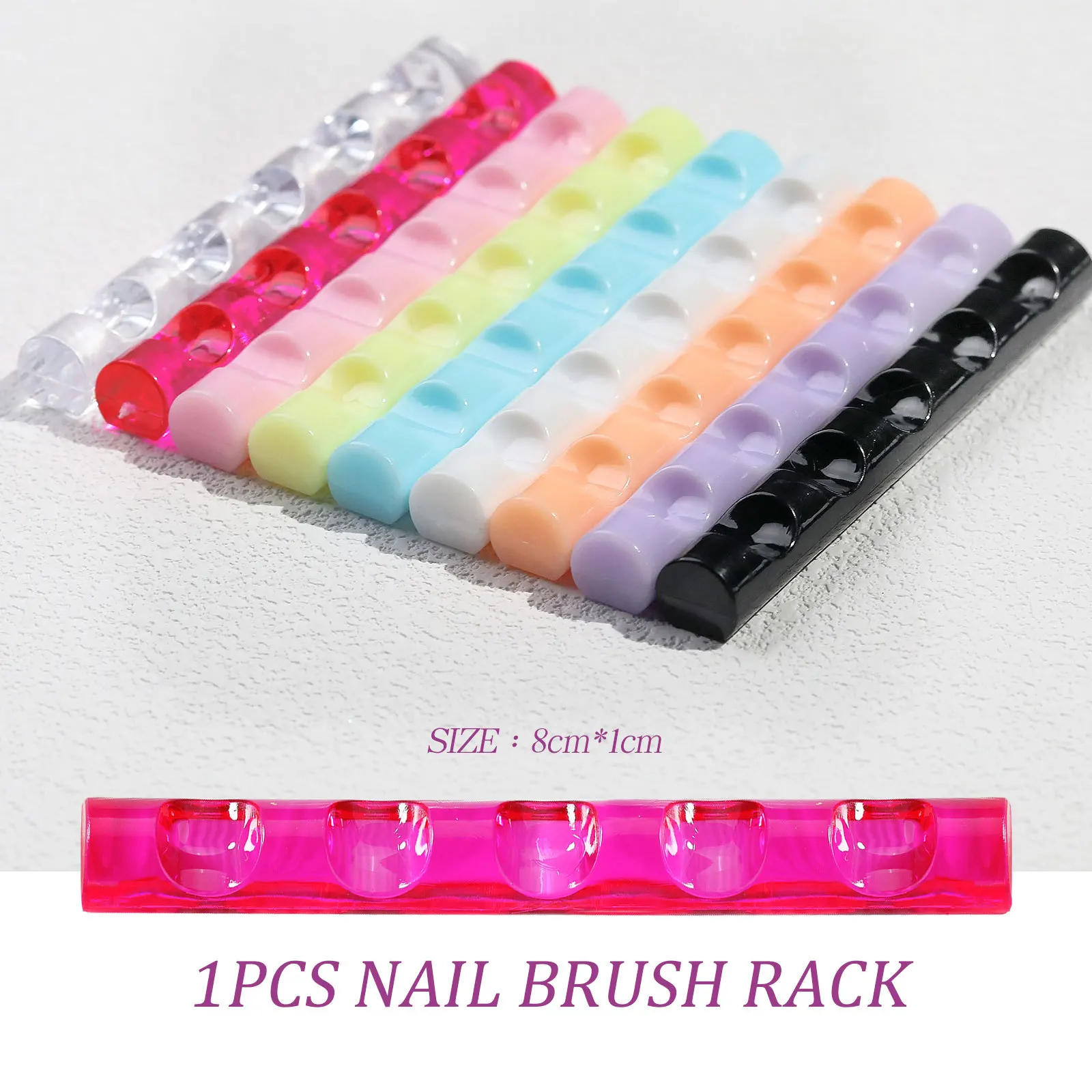 Description Picture 6 of item5 Grids Portable Nail Art Mini Shelf Transparent Crystal Nails Brushes Bar Pen Holder 1pcs Manicure Tools