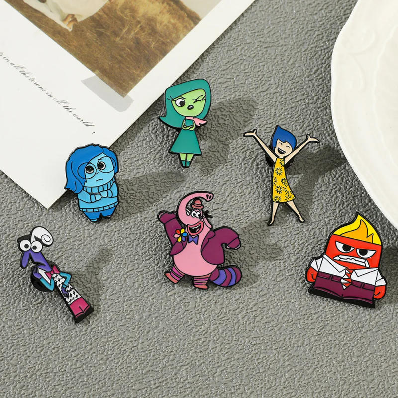Description Picture 6 of item1 Set Iconic Brand Figure Inside Out 2 Lapel Pin Joy Sadness Anger Metal Brooches Handmade Epoxy Jewelry Shirt Bag Badge Fashion