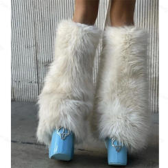 Fur Plush Sock Sleeve Women's Long Leg Warmers Stage Performance Warm Fur Fashion Boot Cover Autumn Winter Footmuff Leg Covers