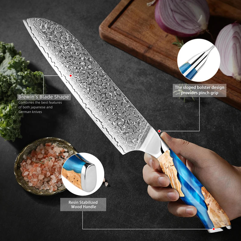 Description Picture 4 of itemDamascus Kitchen Knives 1-6 Set, Damascus Steel Japanese Santoku Knife Utility Knife Boning Knife,Cooking knife Ergonomic handle