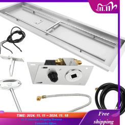 48" x 14" Rectangular Fire Pit Pan Kit, for Indoor or Outdoor Large Built-in Fire Table. Stainless Steel Drop-in Fire Pit Pan