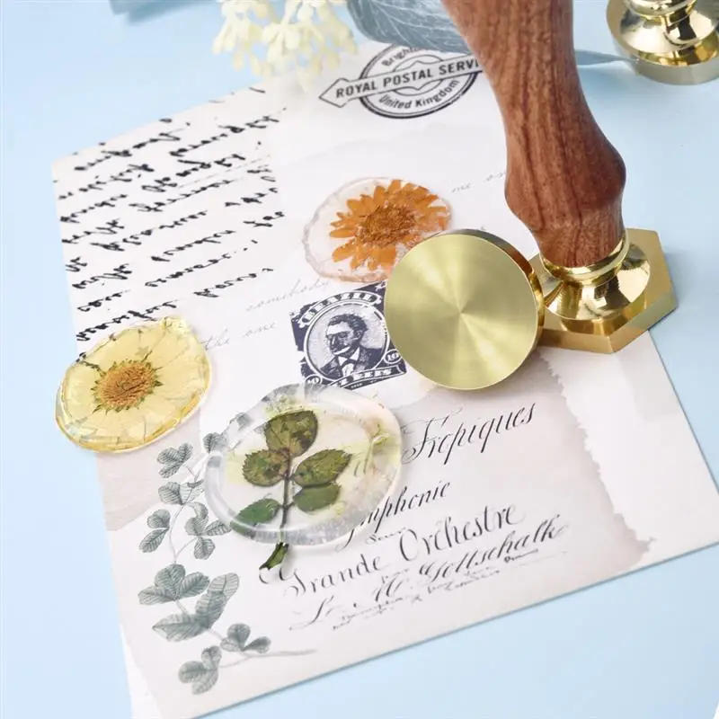 Description Picture 5 of itemBlank Wax Sealing Stamp Not Engraved Brass Sealing Wax Stamps Head Retro Rosewood Handle Wax Seal Copper Head For Scrapbooking