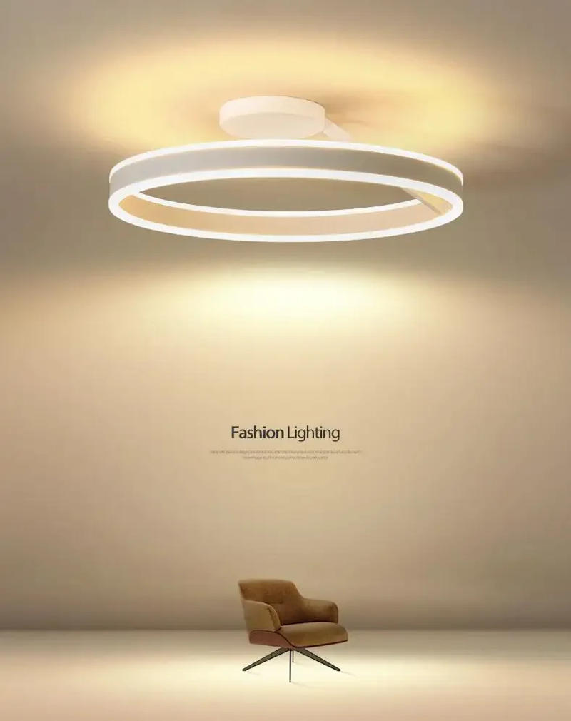 Description Picture 2 of itemNordic Ring Ceiling Chandelier Minimalist Dimming for Track Dining Living Room Center Table Bedroom Pendant Light Luster Fixture