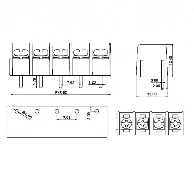 Description Picture 6 of item100PCS/lot 7.62 mm KF7.62 - 2P 3P 4P MG 762 - 2 3 4 Pin Can be spliced Screw Terminal Block Connector Black Green 7.62mm Pitch