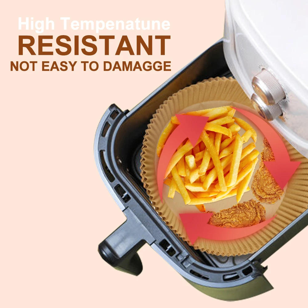 Description Picture 6 of item50/100Pcs Air Fryer Disposable Paper Non-Stick Airfryer Baking Papers Round Air-Fryer Paper Liners Paper Kitchen Accessories