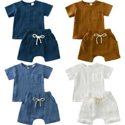 2025 Toddler Kids Infant Baby Boys Clothing Sets For Newborn Organic Cotton Top T-Shirt+Shorts Suit Girls Clothes Outfits 2 Pcs