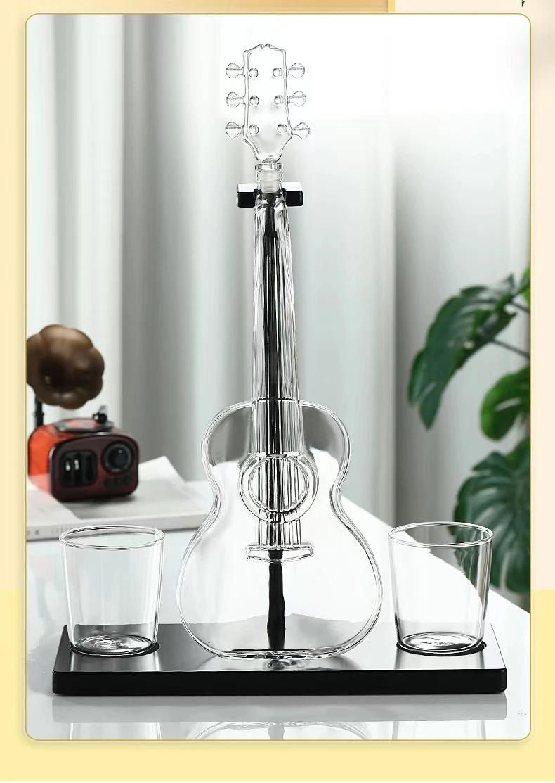 Description Picture 3 of itemHigh Boron Silicon Glass Wine Bottle Guitar Violin Decanter Red Wine Set Thickened Transparent Craft Decanter Bottle Decoration