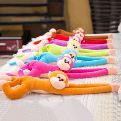 Unique curtain decoration long arm monkey plush toy, hanging monkey plush toy with adhesive closure, baby stroller toy