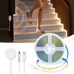 Smart Penetrable Wood PIR Motion Sensor Switch LED Under Cabinet Light COB LED Strip Closet Cupboard Kitchen Stairs Decoration