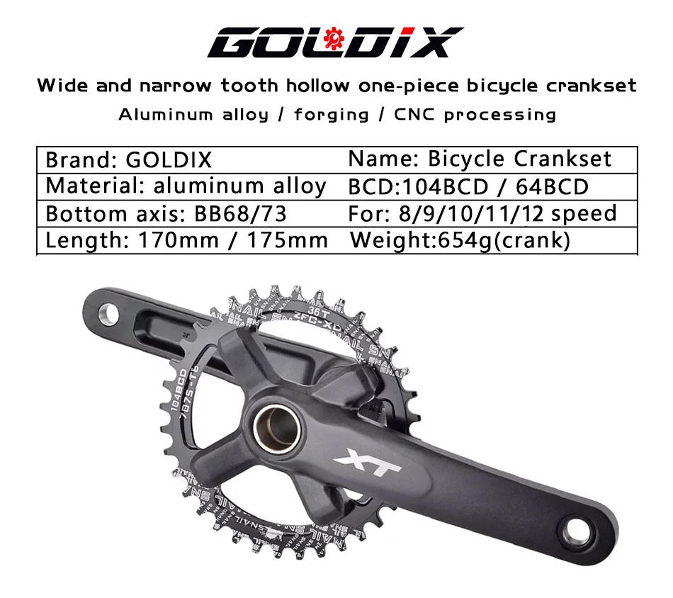 Description Picture 2 of itemXT Bicycle Crankset 104BCD MTB Bike Crank Chainring Bike 170mm 175mm Black Round Oval 32T 34T 36T 38T Aluminum Alloy with Bottom