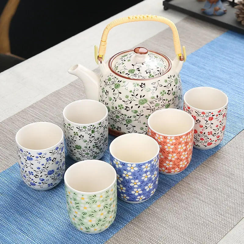 Description Picture 3 of item1 Pot 6 Cups Creative CeramicTea Set Handmade TeaPot Cup Chinese Porcelain Gift GungFu Floral Tea Teaware Office Travel Teaware