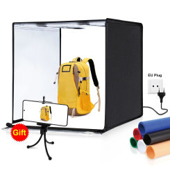 PULUZ 60cm Photo Studio Box Portable Light Soft Box LED 5500K White Light Dimmable 36W Photography Tent Kit with 6 Backdrops