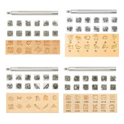 12 Styles Leather Craft Stamps Set Leathercraft Working Saddle Making Tools Carving Solid DIY Printing Clouds Stamping