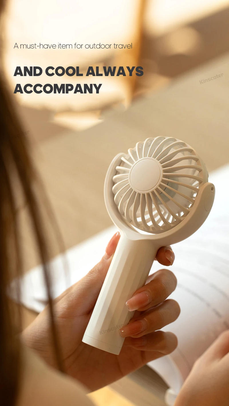 Description Picture 3 of itemKINSCOTER Mini Pocket Fan USB Hand Fan Handheld Fan Angle Adjustable 3 Speed Quiet Large Wind Power 1200mAh Battery Rechargeable