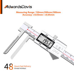 Metric Imperial High Precision Long Jaw Inner Diameter Digital Display Caliper 150mm 300mm 4CR13 Stainless Steel Measuring Tools