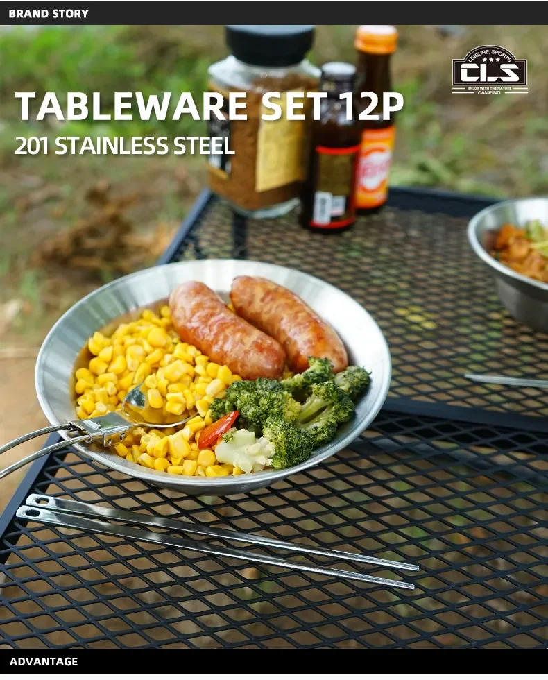 Description Picture 2 of itemOutdoor Tableware Set 12PCS Portable Camping Tableware Set Self Driving Tour Barbecue Camping Home Dining Plate Small Bowl Plate