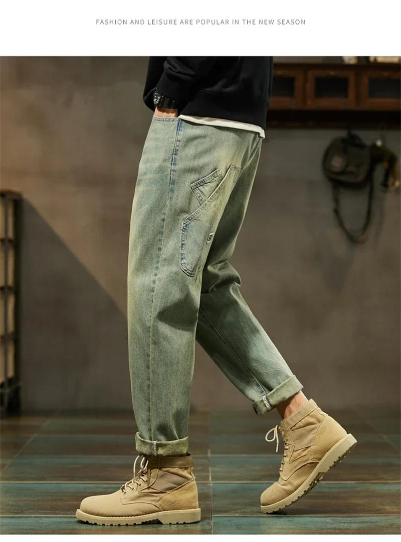 Description Picture 4 of itemSpring Jeans for Men Baggy Pants Loose Fit Harem Pants Vintage Clothes Men Fashion Pockets Patchwork Large Trousers Oversized 42