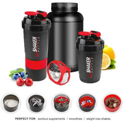 500ml Protein Shaker Cups With Powder Storage Container Mixer Cup Gym Sport Water Bottles With Wire Whisk Balls Water Bottles