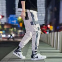 American loose and breathable sports pants, men's trendy striped casual long pants