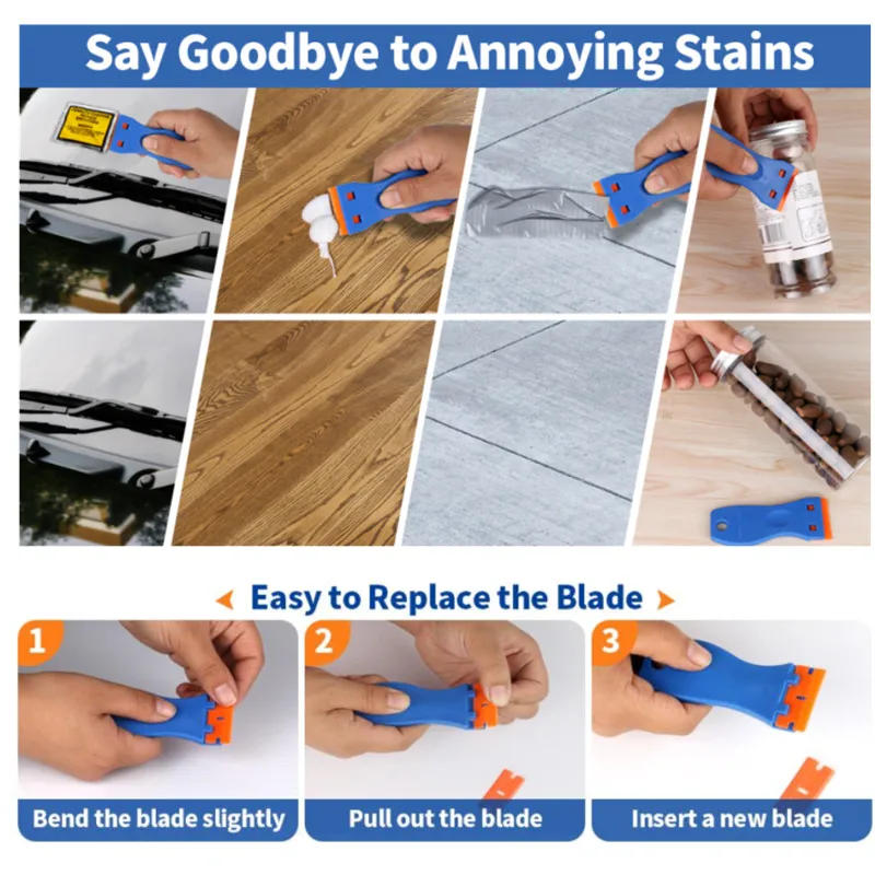 Description Picture 6 of itemRazor, 1PC Plastic Scraper Tool with 10PCS Plastic Blades for Removing Glue, Sticker, Decals, Tint from Car Window and Glass